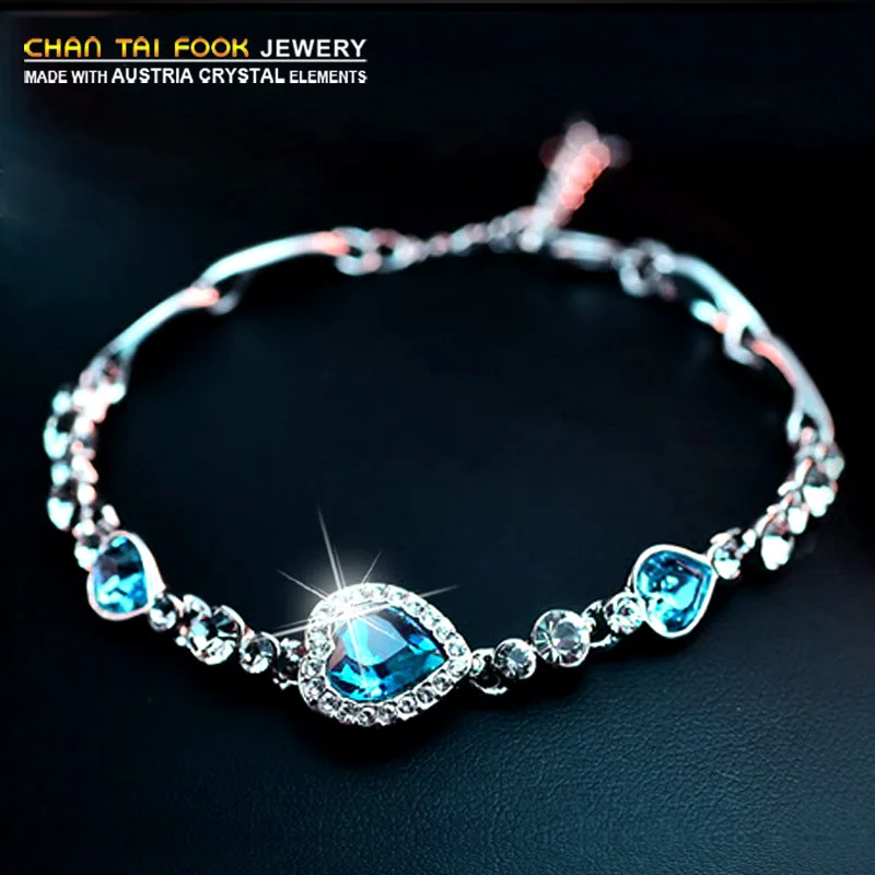 

IREACESS Women's Blue Crystal Bracelets Wedding Charm Bracelets & Bangles For Women Fashion Jewelry Girlfriend Gift