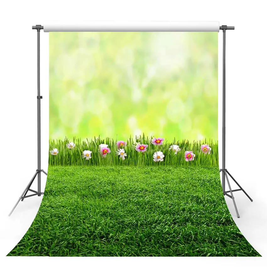 

Vinyl Photography Backgrounds Spring Season Lawn Pink Flower Floral Nature Scenery Children Backdrop for Photo Studio