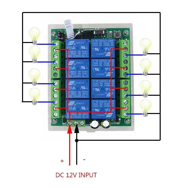 500m AC/DC 12V 8CH 8 канальный Беспроводной дистанционного Управление; радио переключатель для гаража/ролика/раздвижные ворота/двигатель постоянного тока led