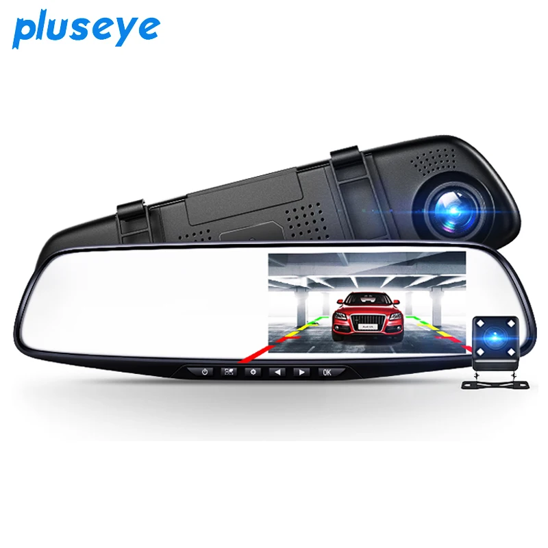 Зеркало видеорегистратор pluseye 4 3 дюйма с синим обзором FHD 1080P|Видеорегистраторы| |