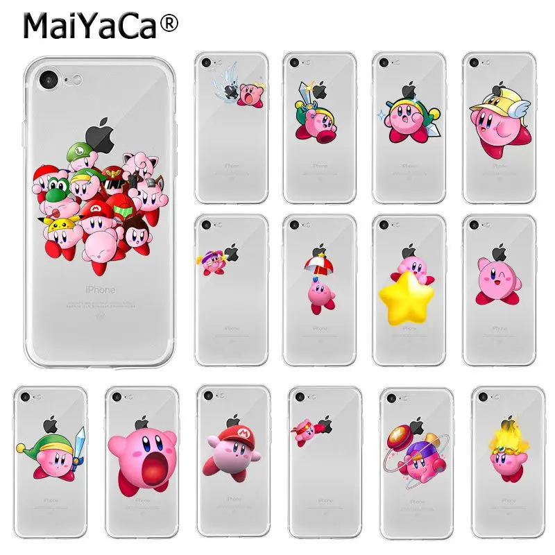 

MaiYaCa Cute Pink Kirby TPU Soft Silicone Phone Case Cover for Apple iPhone 8 7 6 6S Plus X XS MAX 5 5S SE XR Mobile Cover