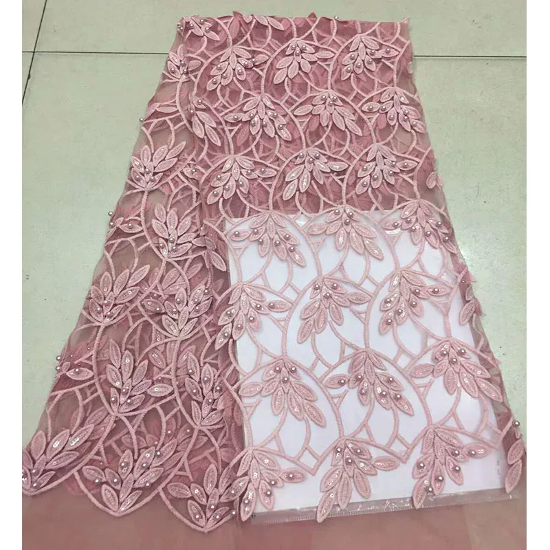 Французский тюль кружевной ткани 2018 Лидер продаж Французский кружевной ткани Высокое качество с бусинами в нигерийском стиле вышивка тюль