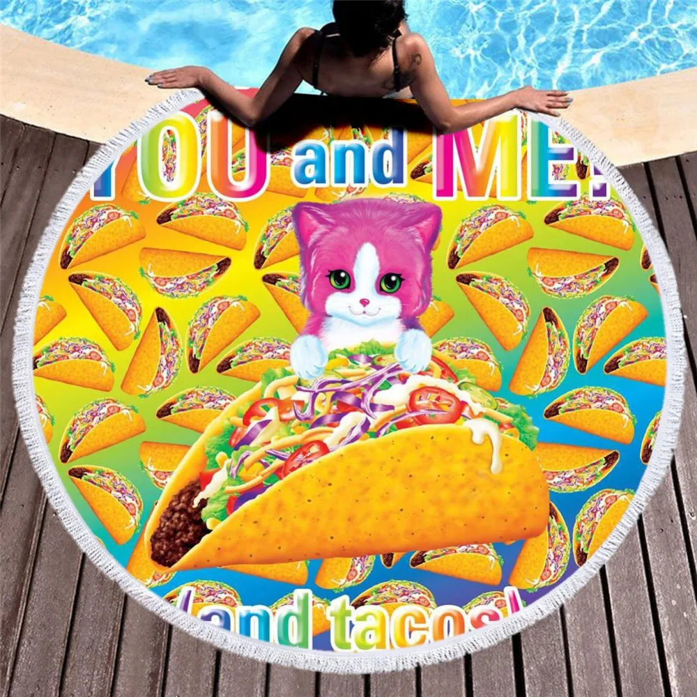 

Lisa And Frank Cartton Women Bath Towel for Beach Thick Round 3d print Fabric Quick Compressed Towel new style-3