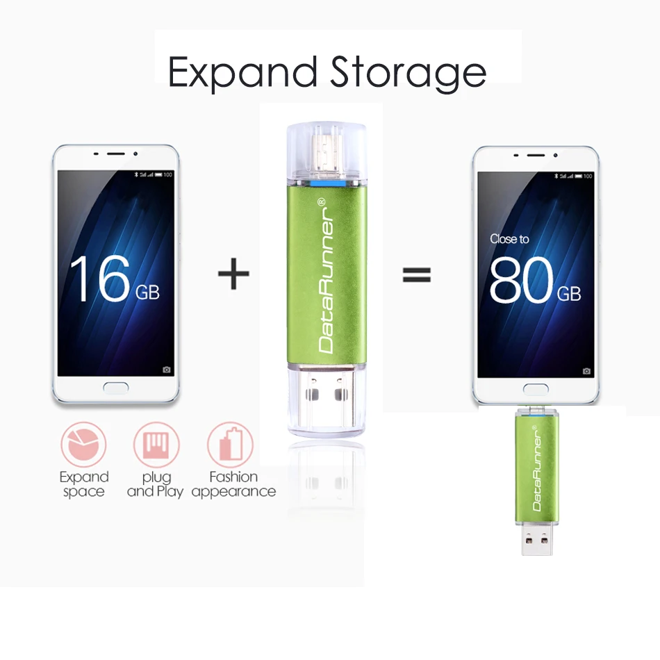 DataRunner OTG USB флэш накопитель 2 в 1 микро флешка 3 0 флеш 16 ГБ 32 64 Гб 128 256