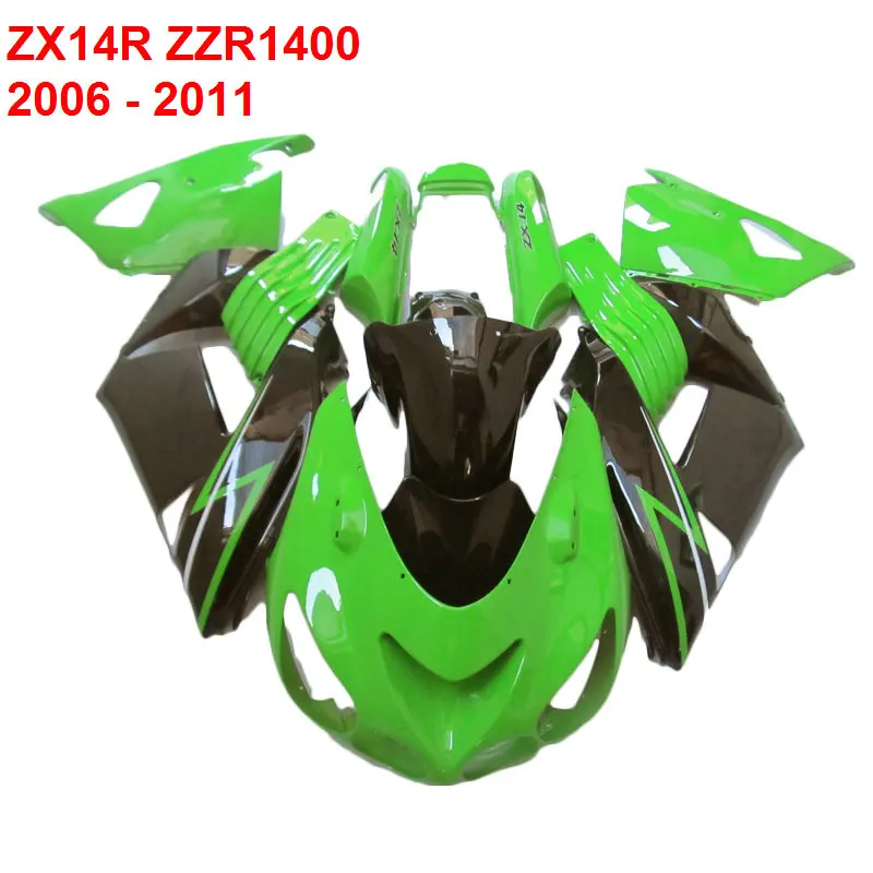 100% подходит для Kawasaki ZX14R Ninja ZZ R1400 06 07 08 09 10 11 комплект обтекателей зеленого и