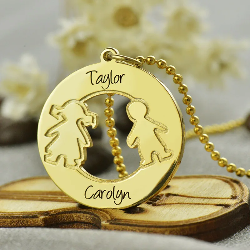 AILIN Engraved Children Name Necklace Personalized Mothers Necklace