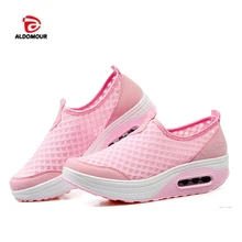 

ALDOMOUR toning Wedge sneakers sport shoes women Light weight Women Swing Shoes Breathable Slimming Free shipping
