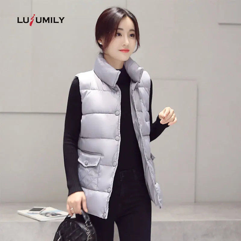 

Lusumily Autumn And Winter Women Cotton Vest White Duck Down Soft Warm Waistcoat Plus Size 3xl Female Outwear Sleeveless Coat