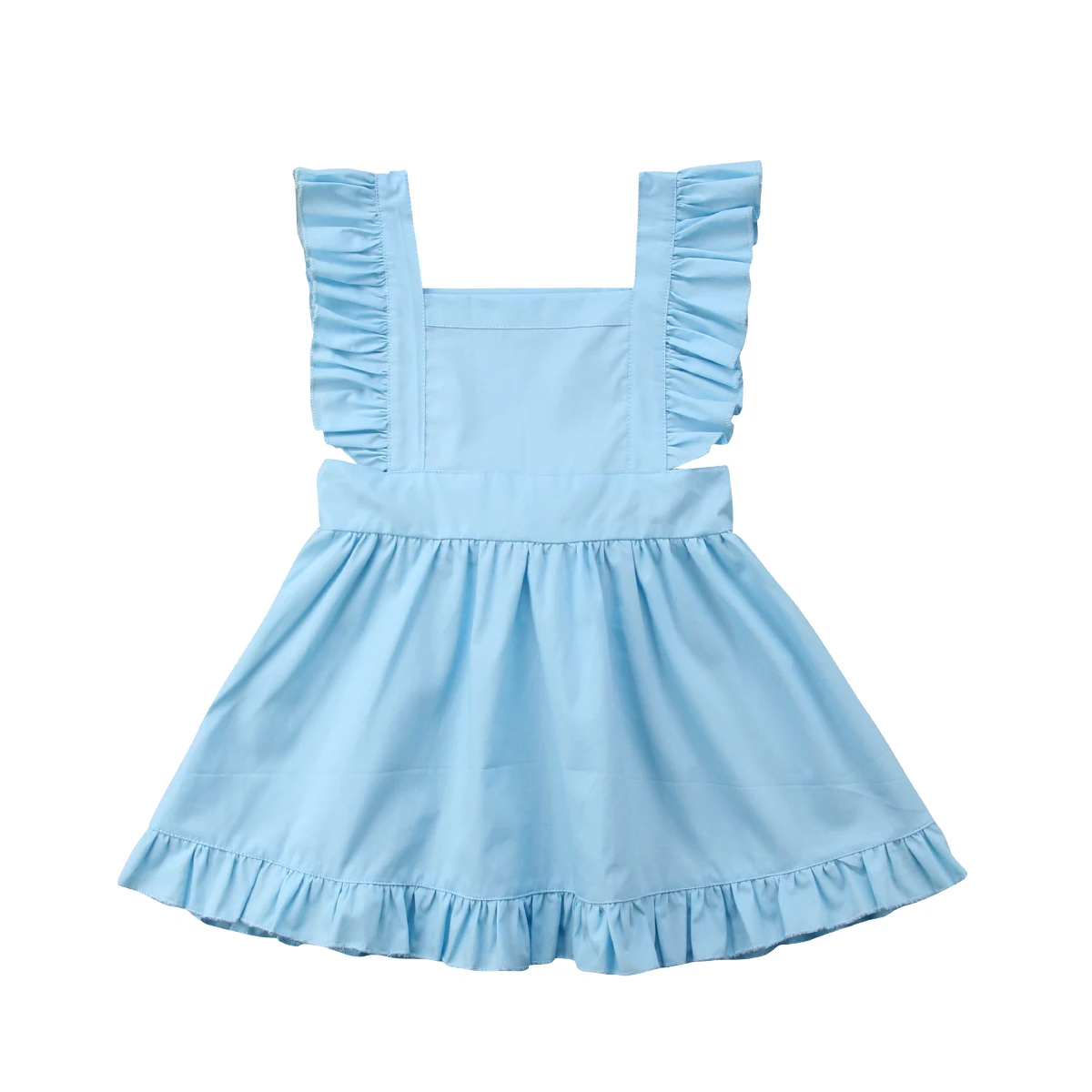 2018 Fashion Kids Baby Girls Ruffled Dress Toddler Blue Sundress
