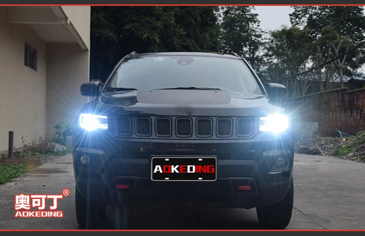 AKD тюнинг Автомобильные фары для Jeep Compass светодиодные фары DRL ходовые огни Биксеноновые Противотуманные фары ангельские глазки авто уровень