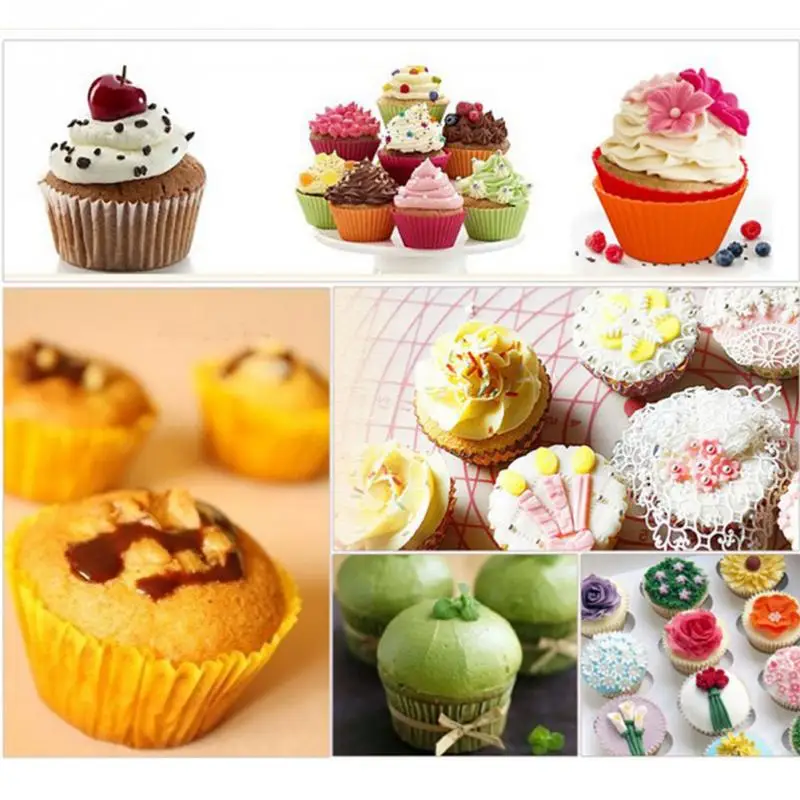

100pcs/set Mini Cut Christmas Birthday Wedding Cake Decorating Tools Rainbow Paper Cake Cupcake Liner Baking Muffin Box