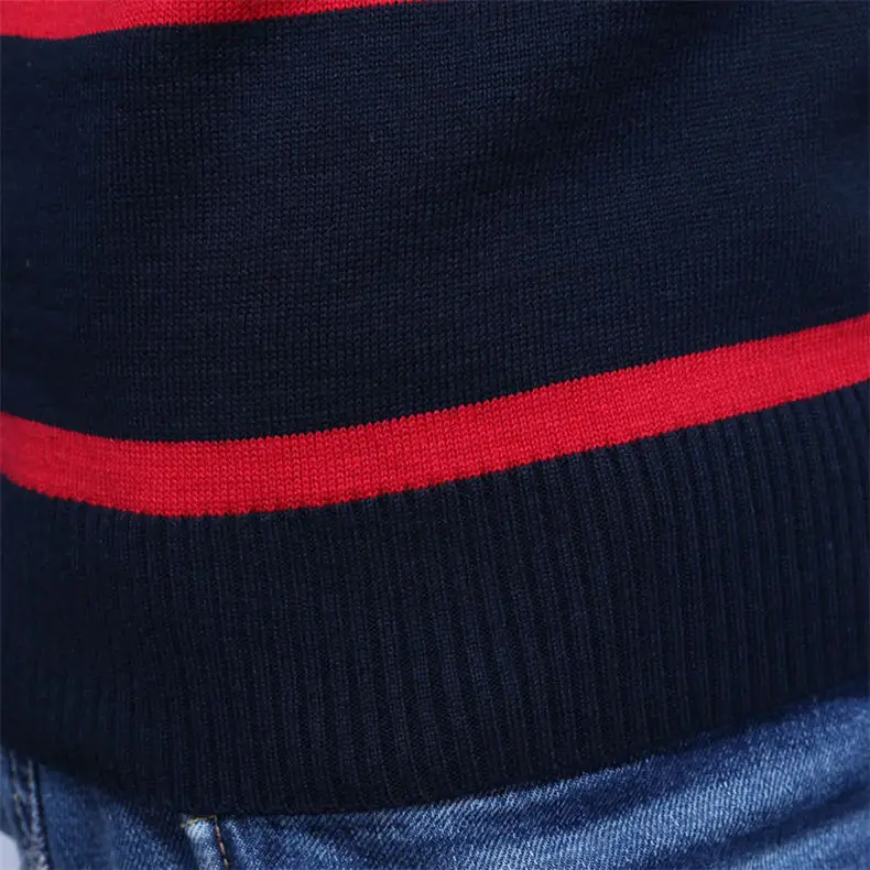 3Colors Muls Brand Polo Striped Sweater Men Pullover Winter Cotton Knitted Half Zipper Sweater Male Jumper Autumn Top Size M-3XL-08