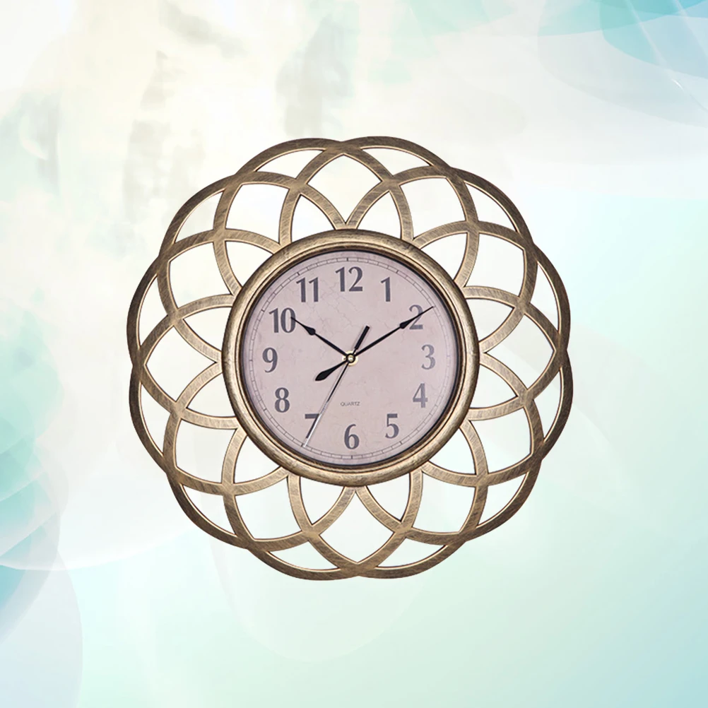 Винтажные часы с циферблатом европейские выдолбленные беззвучные часы 3D большие декоративные настенные часы для гостиной спальни кухни(золотистый