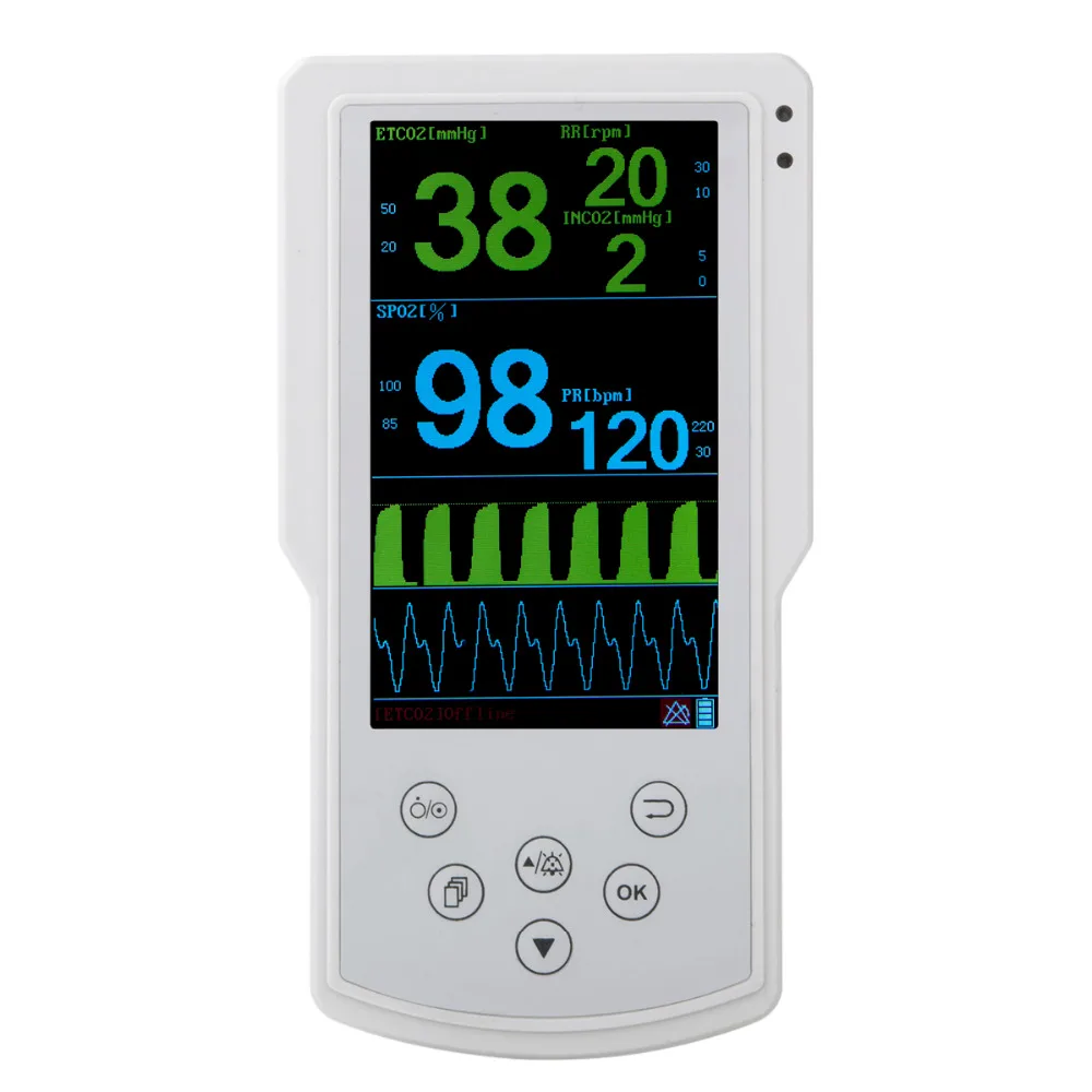Healthecare Spo2 и Etco2 каптографический монитор для уличной гигиены ручной датчик EtCo2 Co2