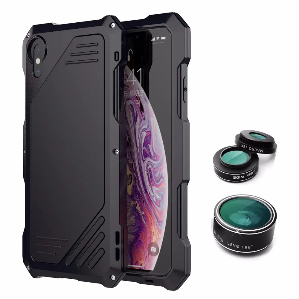 

for iphone x xr xs max metal case for iphone XS MAX XR case protection Apple armored Armor Outdoor Shockproof phone lens camera