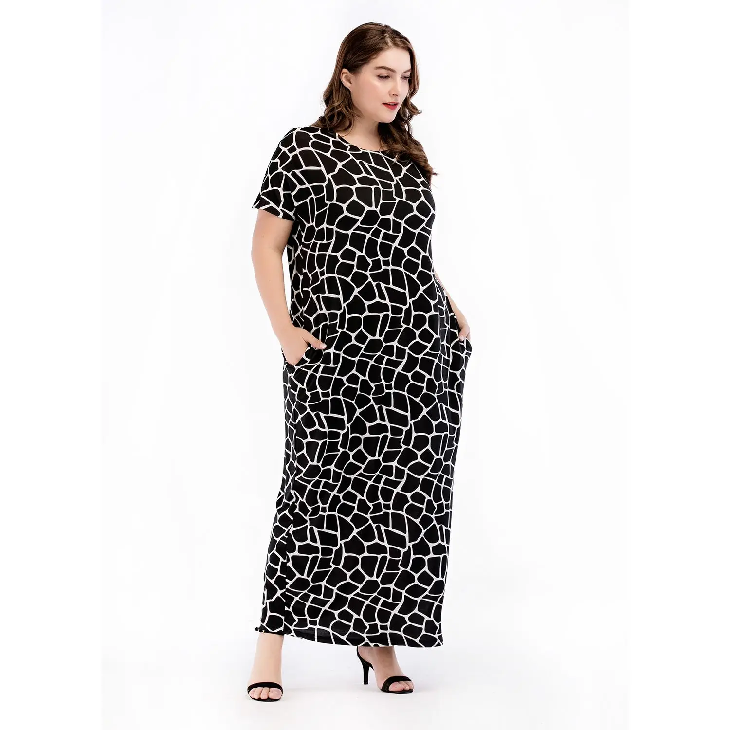 DCOS New European and American style knit large size women's dress Arabian loose robe Dress