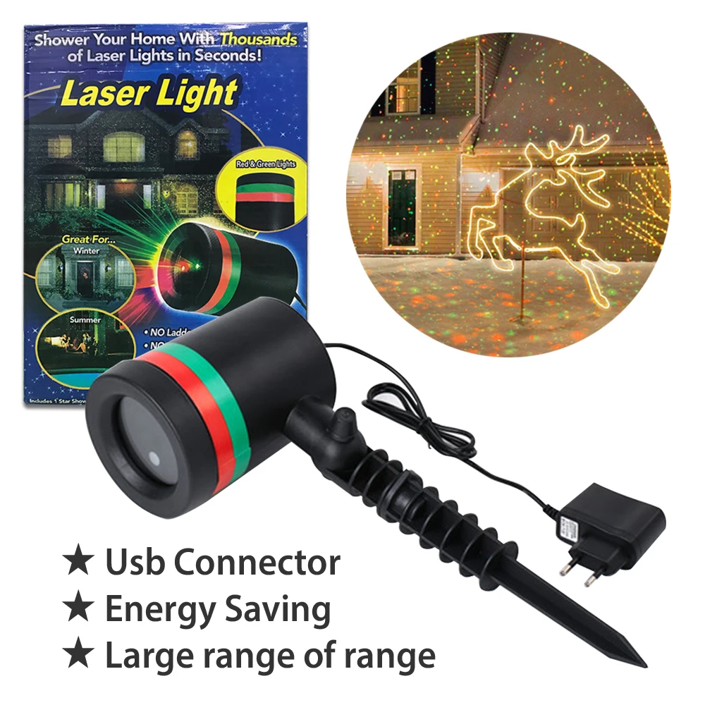 

Outdoor Christmas Laser Projector Sky Star Stage Spotlight Shower Landscape Garden Wedding Lawn Light RG Decoration Holiday
