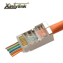 Xintylink ez rj45 разъем ethernet кабель штекер cat6 cat5e cat5 СЕТЬ 8P8C экранированный модульный замковый переключатель есть отверстие 50 100 шт
