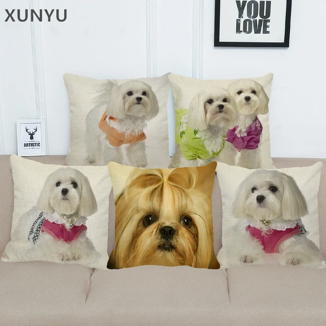 XUNYU Carino Shih Tzu Modello Lino Pillow Case Cuscino Casa Divano Decortive Pia XUNYU Carino Shih Tzu Modello Lino Pillow Case Cuscino Casa Divano Decortive Pia