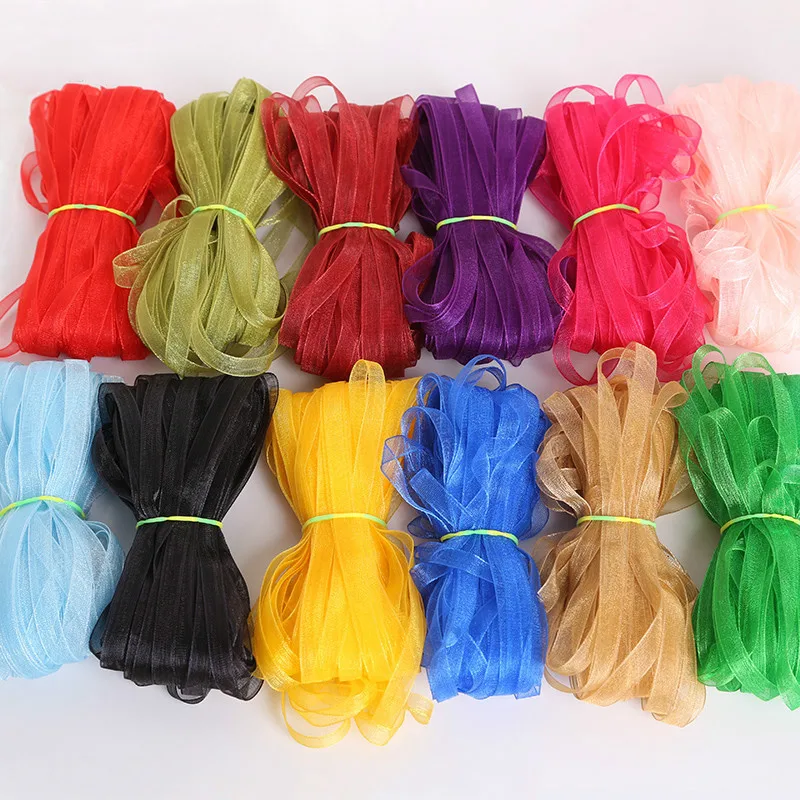 

Hot ! 6mm Pretty Organza Ribbon (10 Meters/lot) Decorative Gift Packing Wedding Crafts Christmas Gift Wrap Handmade DIY Material