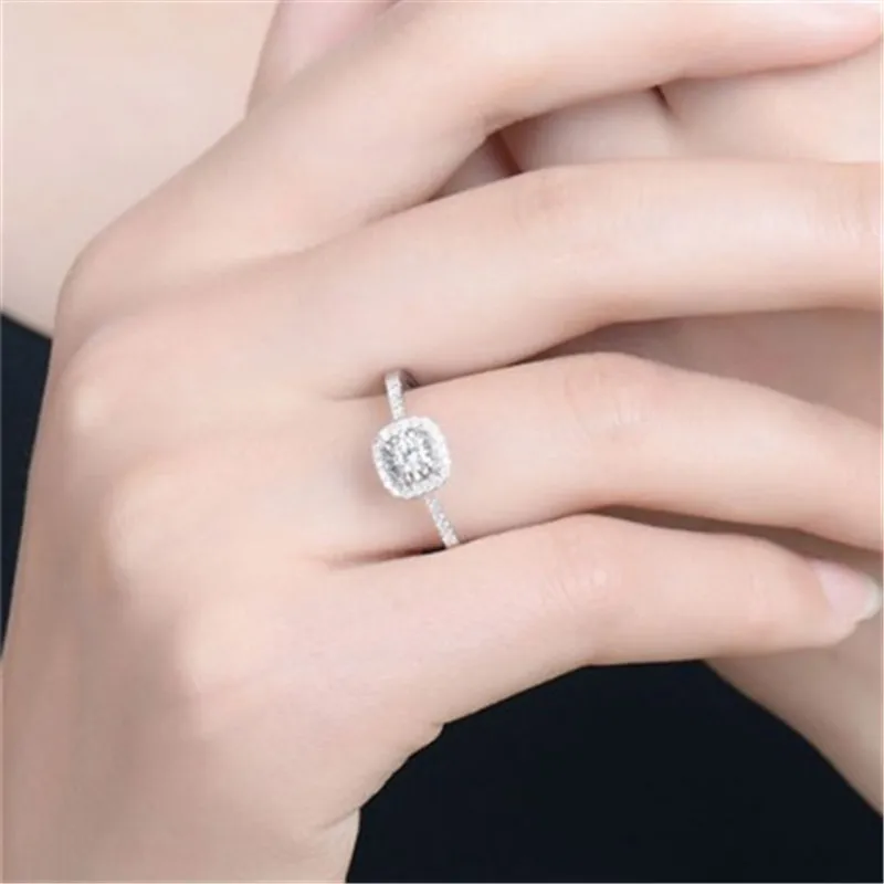 Ahmed модные блестящие полный горный хрусталь большой кристалл обручальные кольца для женщин девочек белое серебро обручальное кольцо, бижутерия