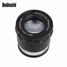 Beileshi HD измерения Лупа с светодиодный свет 10X руки Портативный точные увеличительное Стекло крест калибровки легкий