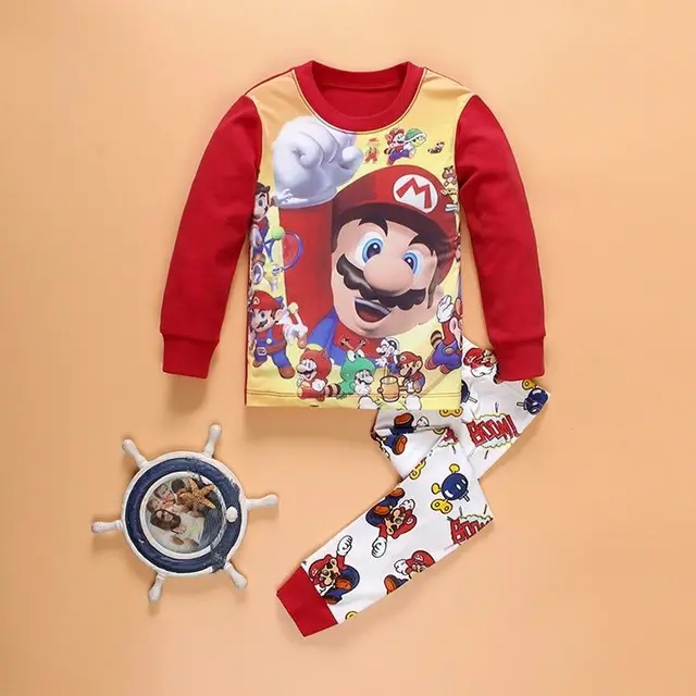 2016 New Cotton Super Mario Girls Casual Children Clothing Set Boys