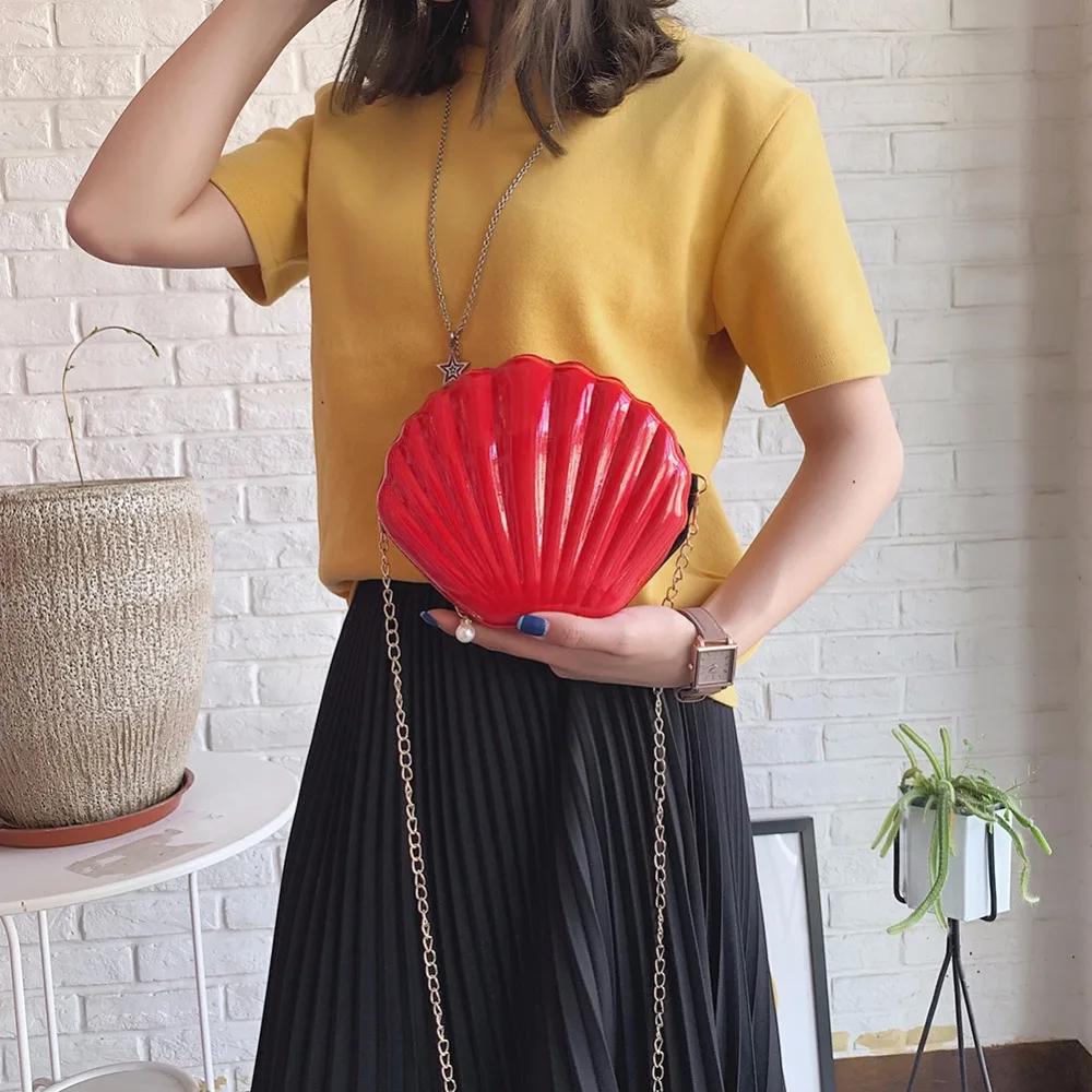  New Fashion Brand Crossbody Bag Design Sweet Shell Chain Shoulder Bag Clutch Bag Girl's Messenger B - 33010111528