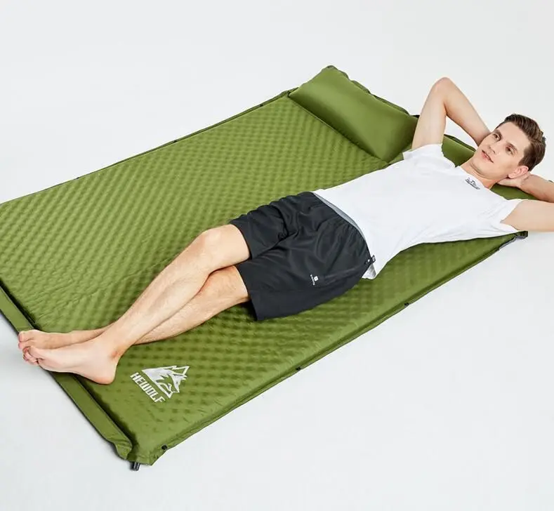 Hewolf 1 2 3 شخص سميكة 5 cm التلقائي للنفخ فراش الشاطئ وسادة مكافحة الرطوبة سادة Hking الصيد في الهواء الطلق التخييم حصيرة