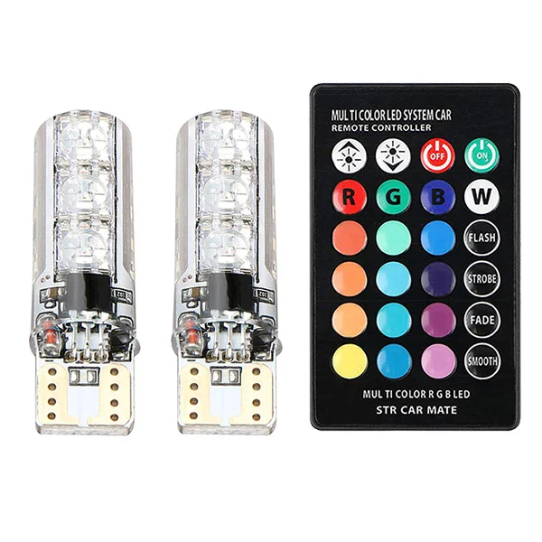 T10 W5W RGB светодиодный Габаритные фонари для автомобиля SMD RGB T10 светодиодный 194 168 лампы дистанционного Управление Светодиодный светильник освещение для чтения в машине Z2 - Испускаемый цвет: 1 Set