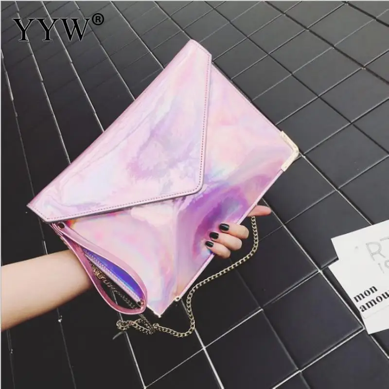 

Women Transparent Bag Clear Clutch Leather Jelly Small Tote Messenger Bags Laser Holographic Shoulder Bag Female Lady Sac Femme