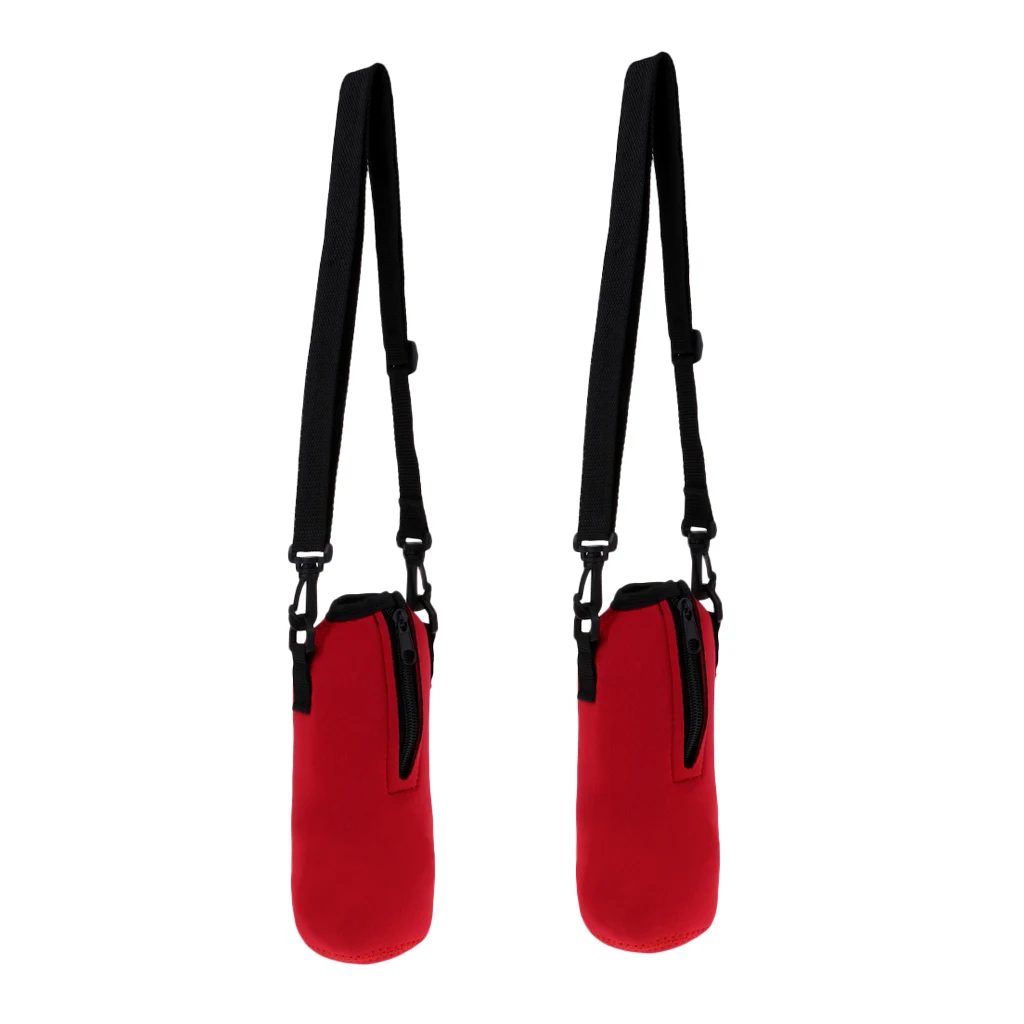 Perfeclansports Store-2pcs Sports Water Bottle Holder Sleeve Bag Carry Pouch Case Red 750ml 