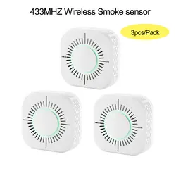 3 шт. детекторы дыма беспроводной 433 МГц пожарной безопасности охранная сигнализация сенсор для Умный дом автоматизации, работать с Ewelink APP