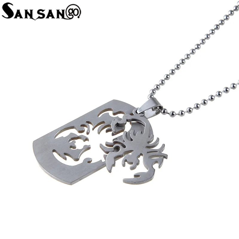 

Vintage Gun Black Scorpion Pendant Neckalce For Woman Men Stainless Steel Long Bead Chain Necklace Jewelry Gift