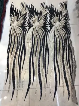 

5 Yard High Quality Sparkly Embrodiery Mesh Lace Sequin Fabric Gold Black Sequin Fabric For Clothes/Events Christmas Decoration