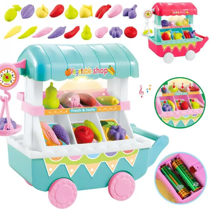 1 комплект детская игрушка для ролевых игр овощи фрукты магазинные тележки ролевые мини-подарок с легкой музыкой 998