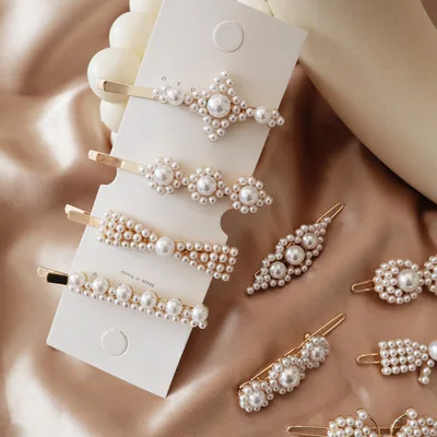 

Fashion Pearl Hair Clip Girls Barrette Hairpins Wedding Hair Styling Accessories Hairpin stick Hair Clips for Women Girls