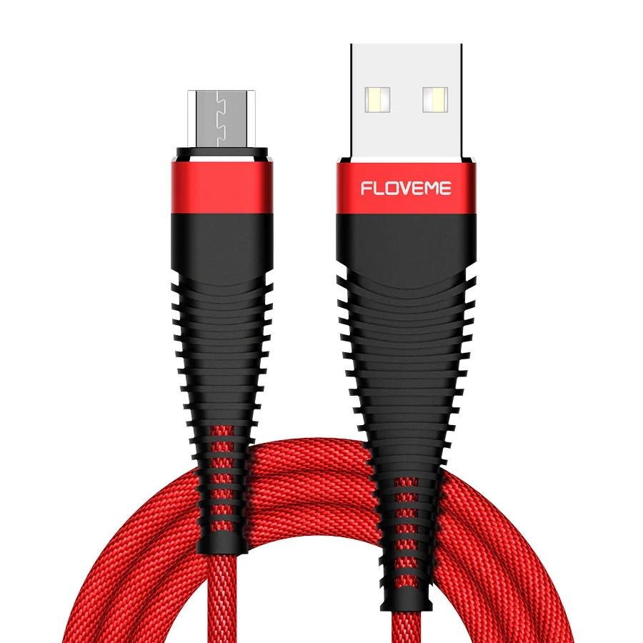 FLOVEME прочный Micro USB кабель для samsung Xiaomi huawei LG Быстрая зарядка дата кабель Micro USB 1 м 2 м зарядка Кабо аксессуары - Цвет: red