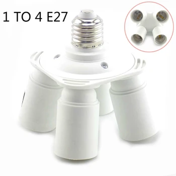 

4 in 1 1E27 to 4E27 100-240V LED Bulb Holder Splitter Adapter 1E26-4E26 Edison Screw Lamp Base Socket Converter Adapter