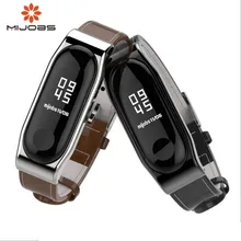 Mi Джобс mi Группа 3 ремень из натуральной кожи ремешок браслет для Xiaomi mi Band3 черный смарт-часы безвинтовое mi band 3 ремень
