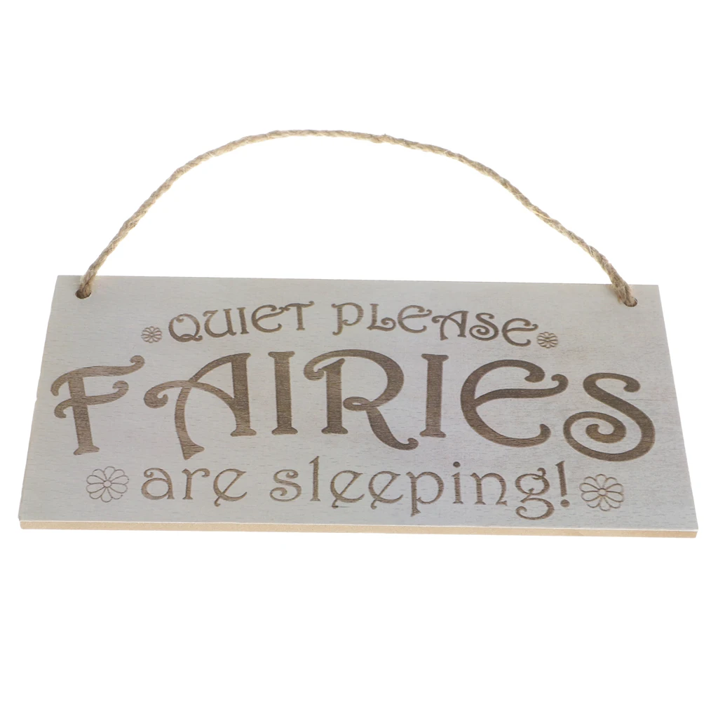 Wooden Hanging Board Rectangle With Quiet Please Fairies Are Sleeping Sign Home Bedroom Door In front Decor High Quality 