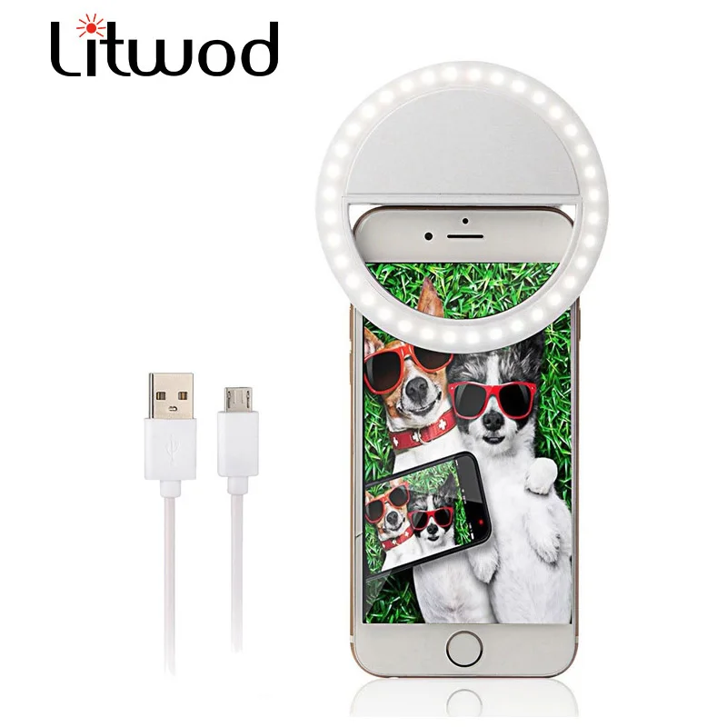 

Litwod Z20 Led Stepless adjusted Selfie Ring Flash Light Camera Enhancing Photography Luminous Lamp for iPhone7s 6 Samsung S5