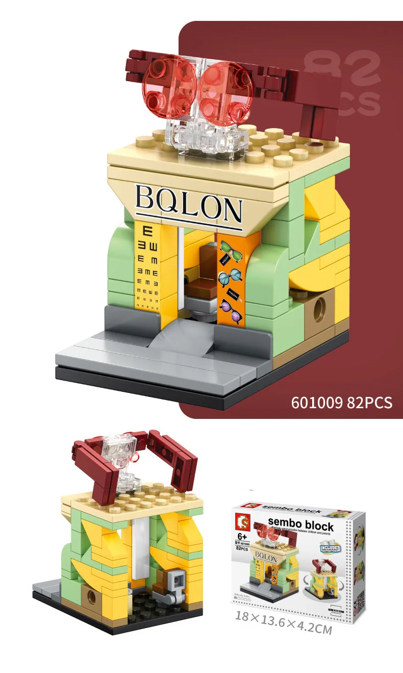 

Original Senbao Building Blocks Mini Street View City Assembled Building Blocks Children's Puzzle Cross-border 601009-601016