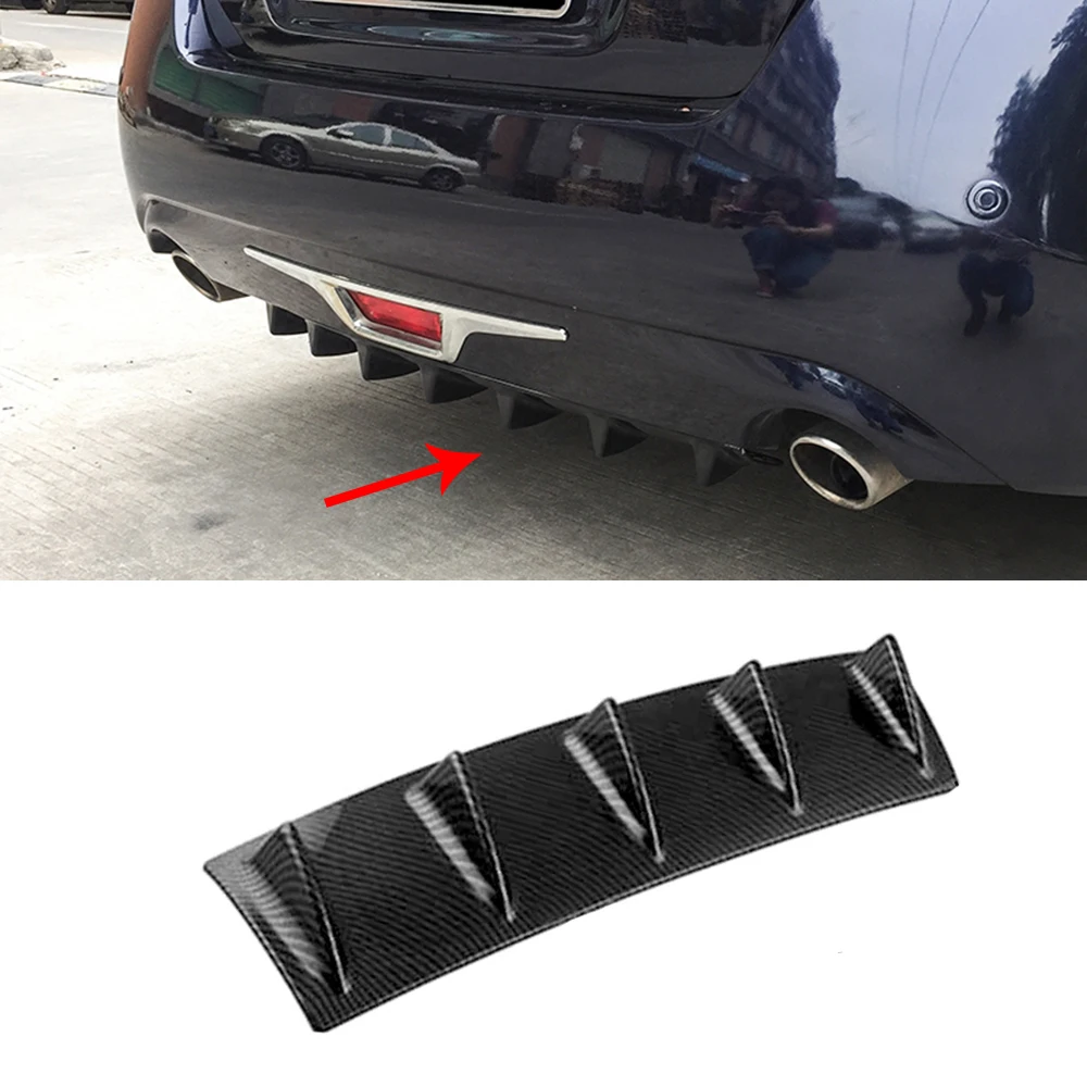 26/"x5/" gloss Black Car ABS Rear Shark 6 Fin Style Curved Bumper Lip Diffuser