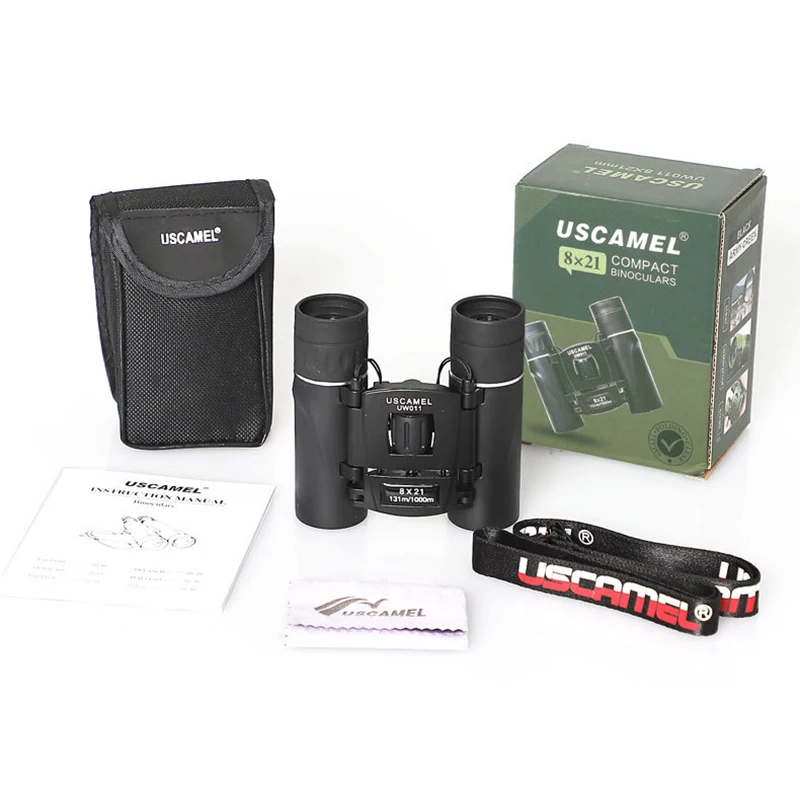 USCAMEL 8x21 HD зум Мини складной карманный бинокль оптика телескоп портативный