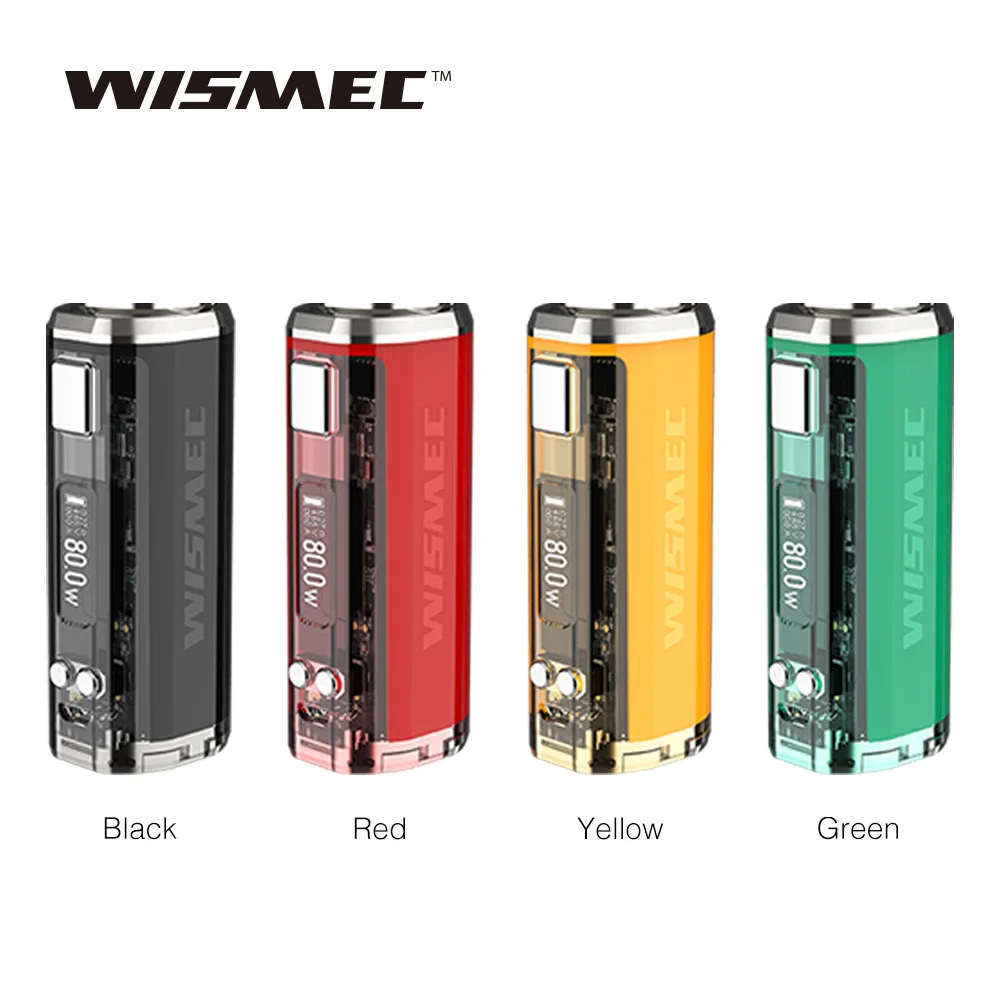 

Newest Original WISMEC SINUOUS V80 TC Box MOD Powered By Single 18650 Cell 2A Quick Charge No Battery Vape Mod Vs Sinuous P80