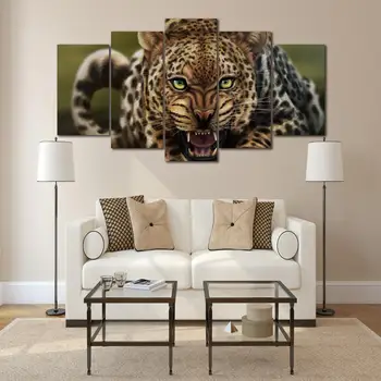 

Art Poster Modular Pictures Canvas 5 Pieces Animals Leopards Paintings Modern Framework Prints Decor Living Room Or Bedroom Wall