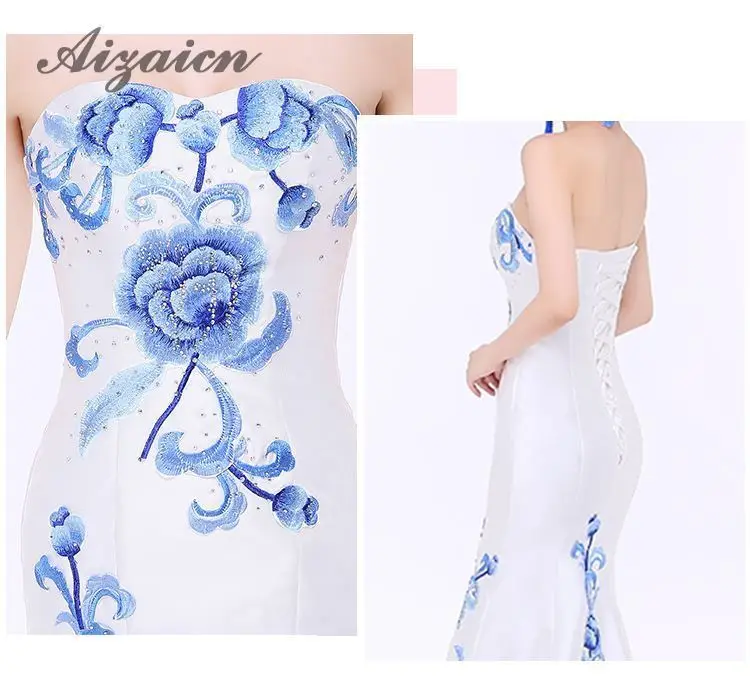 Sirena estilo восточные vestidos de noche largo vestido chino для женщин Qipao Negro Dragón ropa Cheongsam disemino personalizado