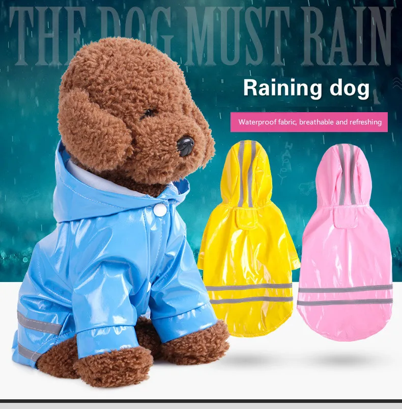 

2019 Dog clothes spring/summer PU reflective pet raincoat dog hooded windproof