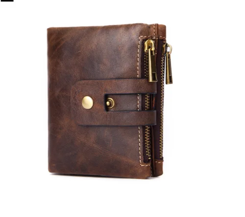 

2019 Men Wallet Genuine Leather Male Short Wallet Purse Zipper&Hasp Wallets Multi Card Standard Wallets for Luxury Man Purse